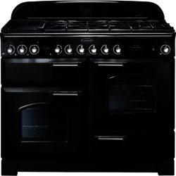 Rangemaster Classic Deluxe 110cm Dual Fuel 79780 Range Cooker in Black with Chrome Trim and FSD Hob
